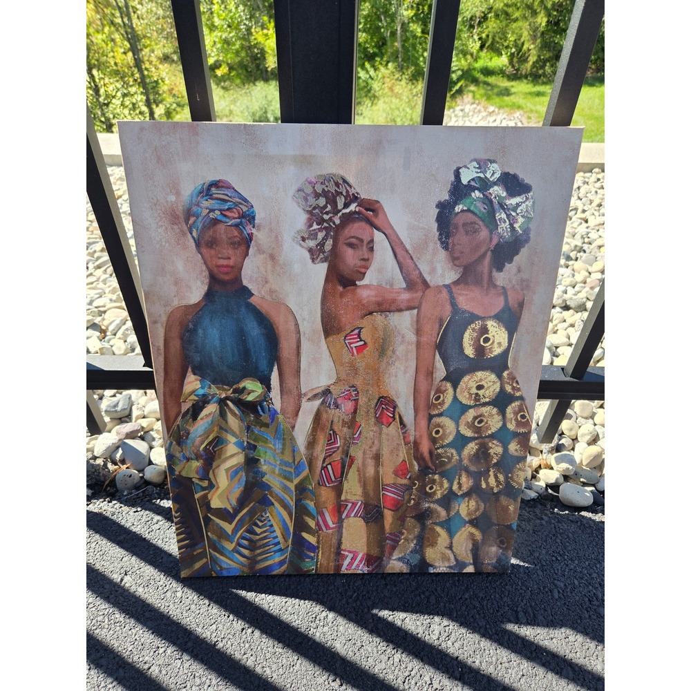 African American Wall Art Canvas Print Three Women in Traditional Dress 16x20